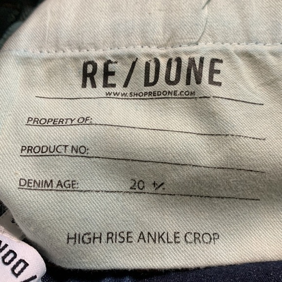 RE/DONE NWT High Rise Ankle Crop Color Midnight Blue Cotton Polyester Elastane - Picture 13 of 15